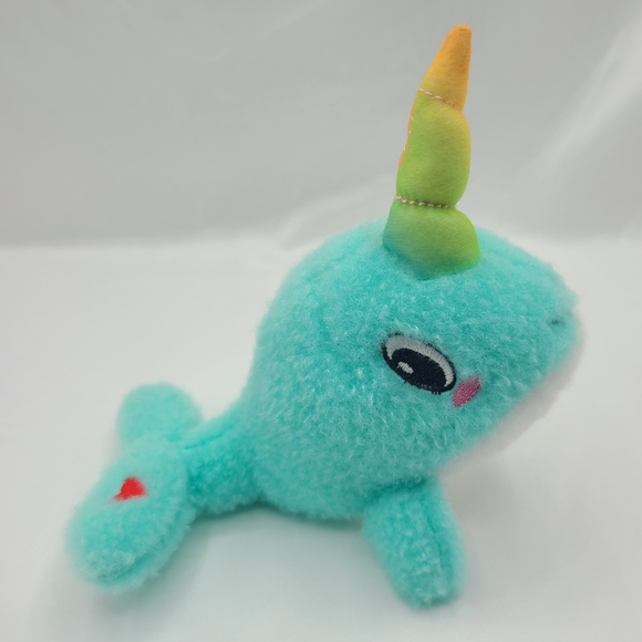 MTY Narwhal Unicorn Rainbow Horn Plush Heart Tail Stuffed Animal Embroidered 9" - Picture 2 of 12